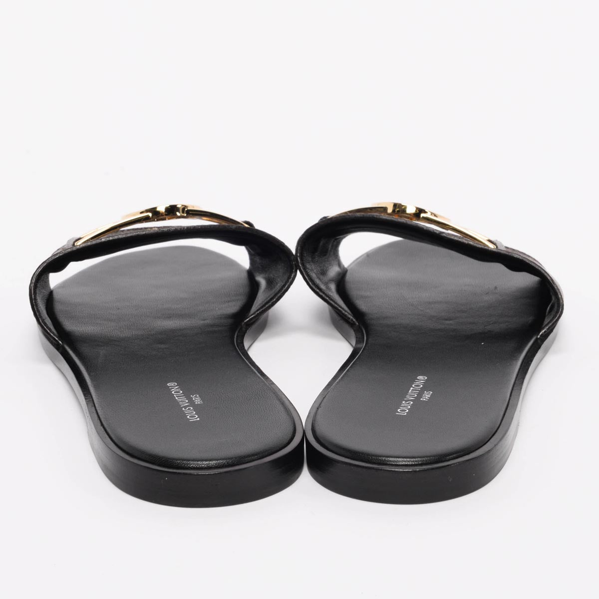 Louis Vuitton Black Monogram Lock It Flat Mules 40