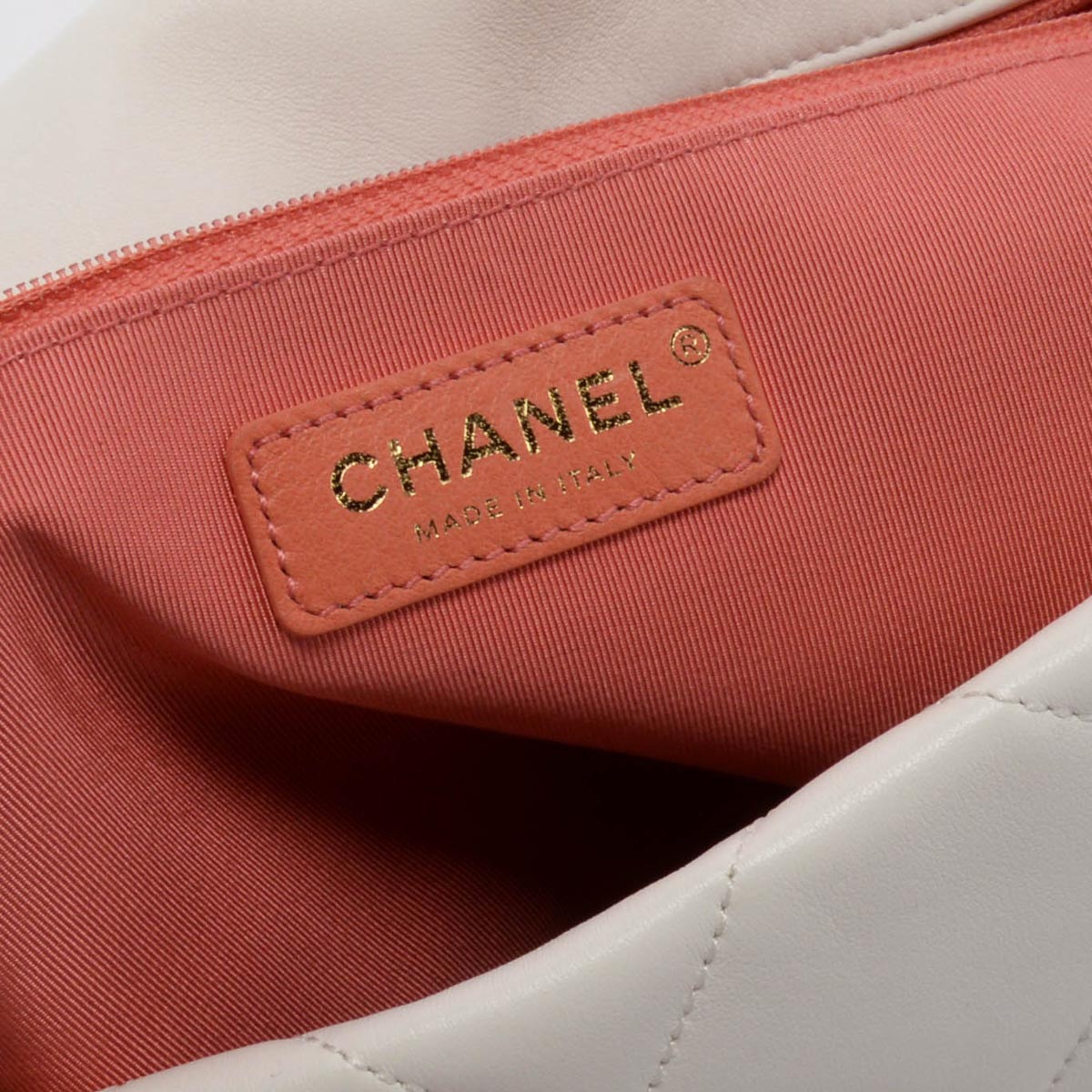 Chanel White Quilted Calfskin Large Logo Strap Bag