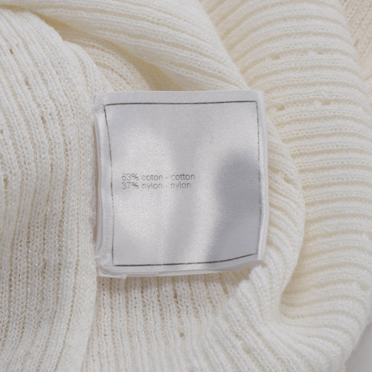 Chanel Ivory Cotton Pointelle CC Top FR 48