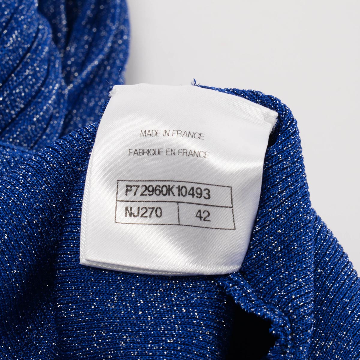 Chanel Blue Lurex Knit Pleated CC Maxi Dress FR 42