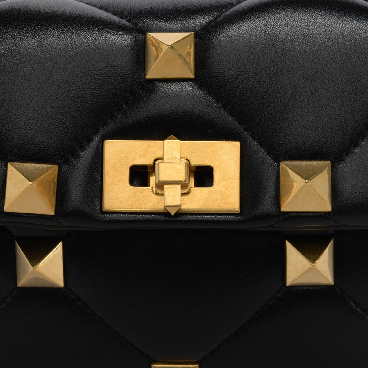 Valentino Black Nappa Medium Roman Stud Bag