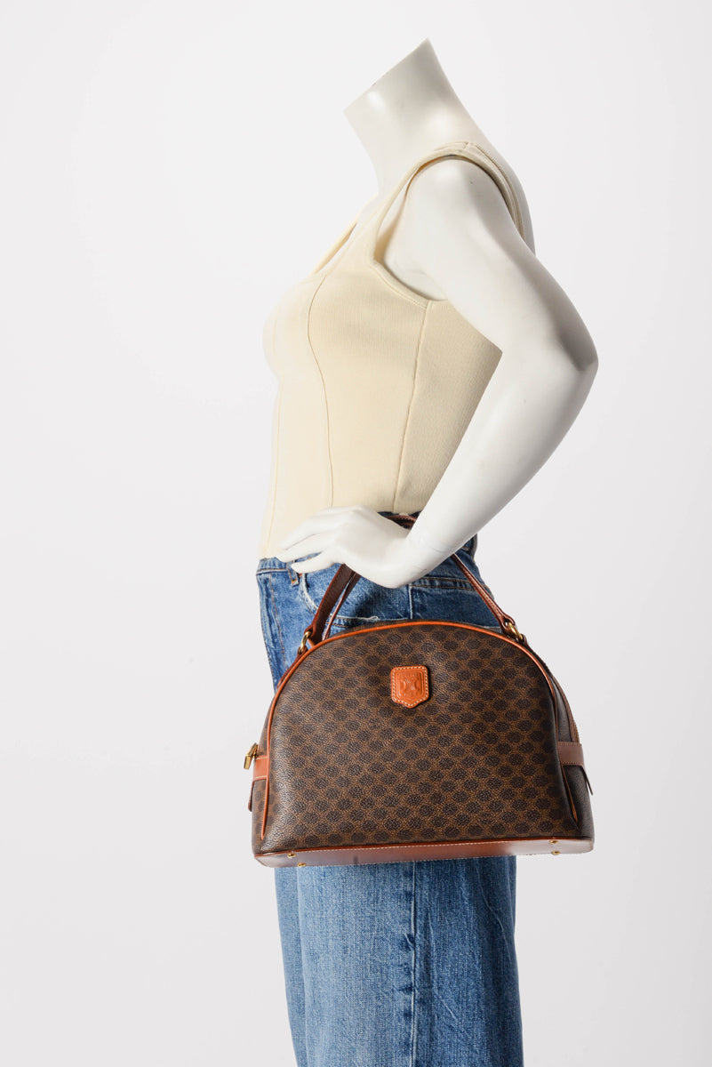 Celine Vintage Tan Macadam Canvas Bowling Bag