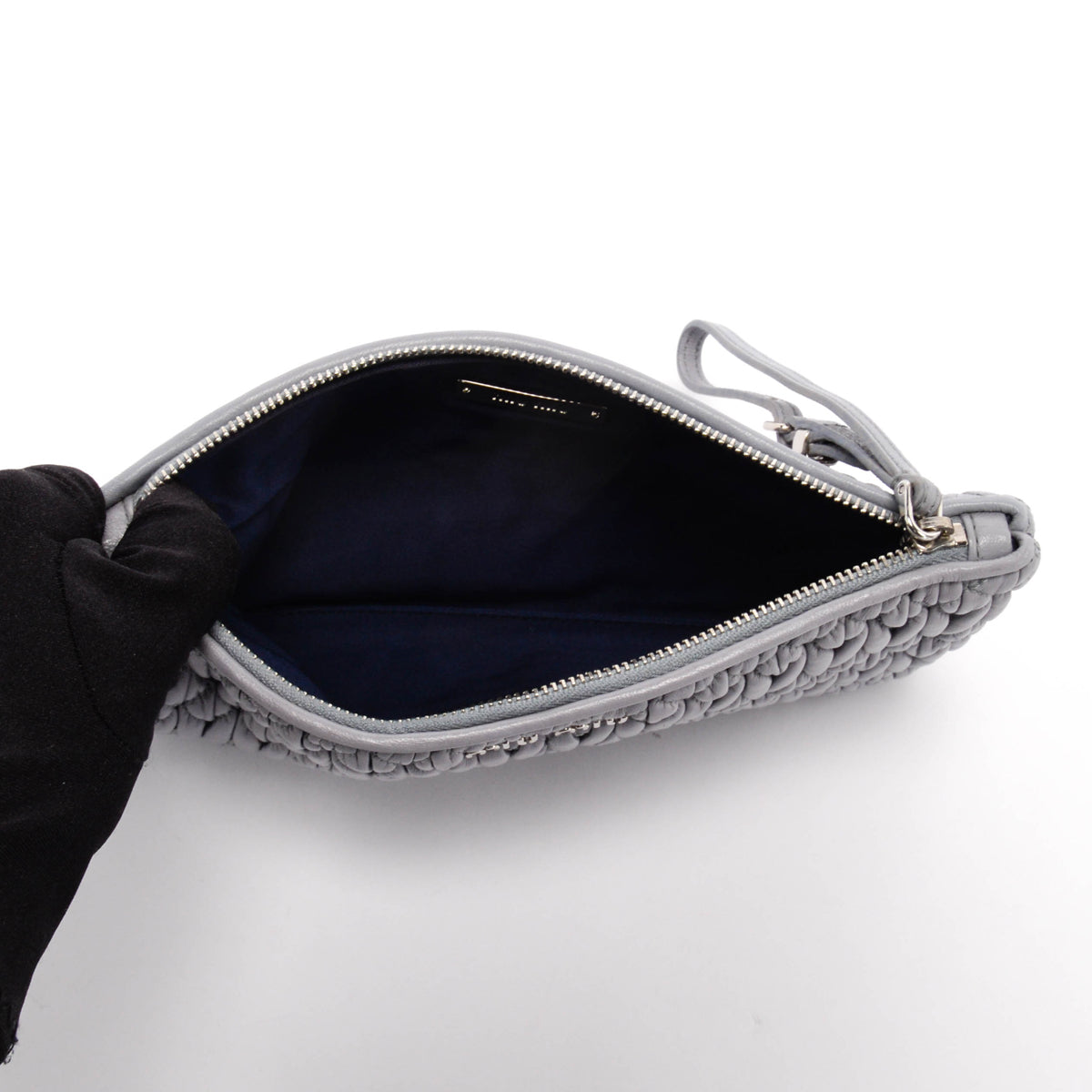 Miu Miu Dusty Blue Matelasse Small Wristlet