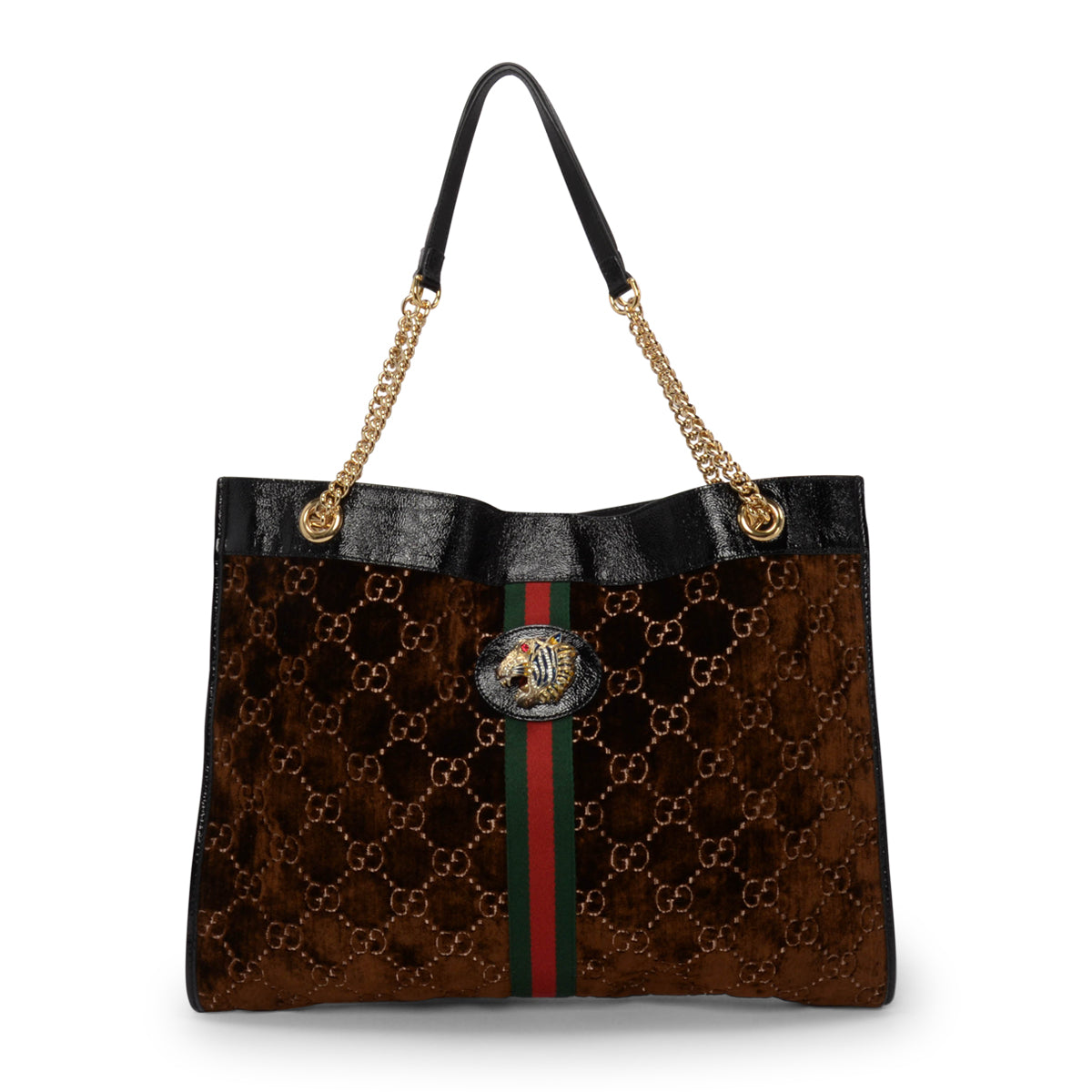 Gucci Brown GG Velvet Large Linea Rajah Tote