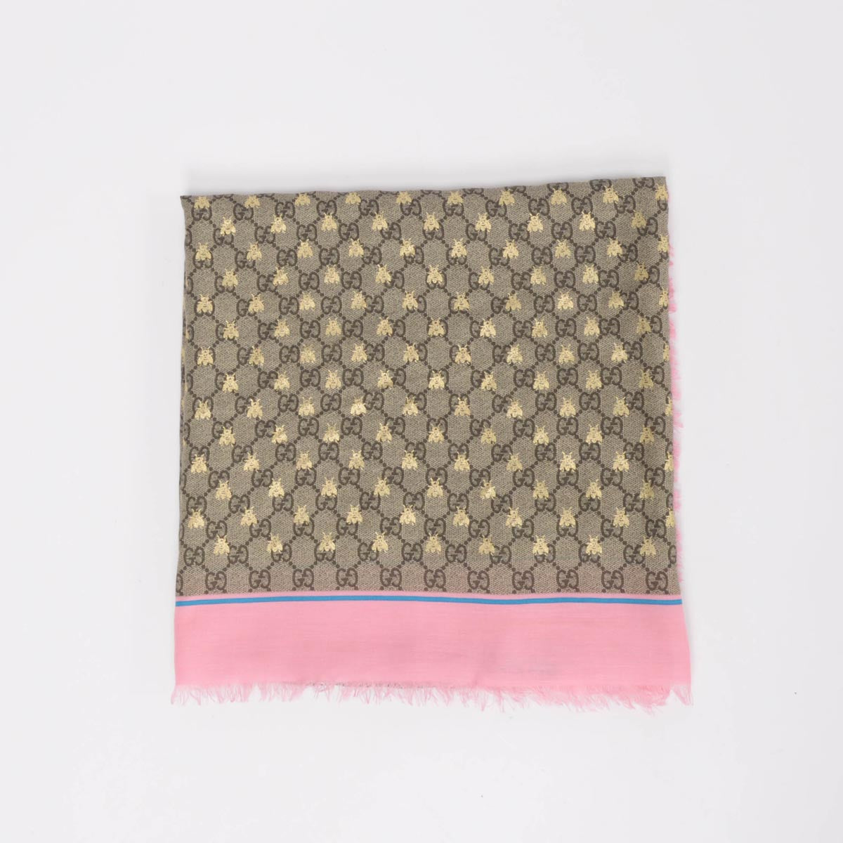 Gucci Pink Modal & Silk GG Bees Shawl