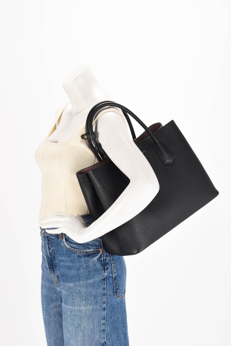 Prada Black Saffiano Medium Double Bag