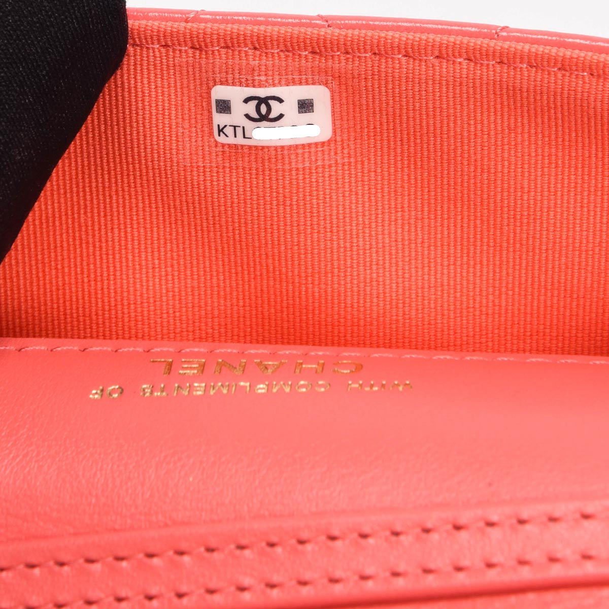 Chanel Coral Lambskin CC Clutch With Chain