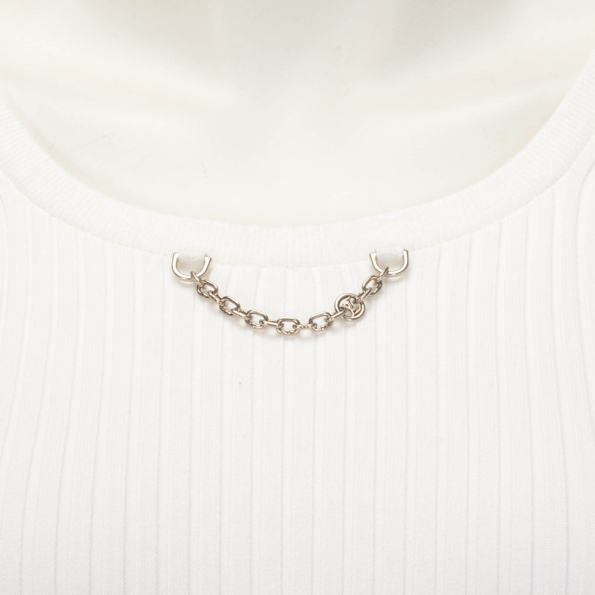 Louis Vuitton White Ribbed Cotton Chain Detail L/S Top XS