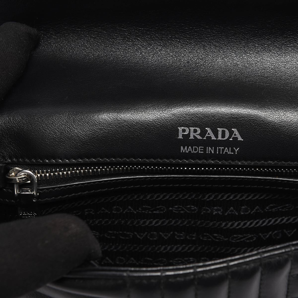 Prada Black Soft Calfskin Impunture Diagramme Medium Bag