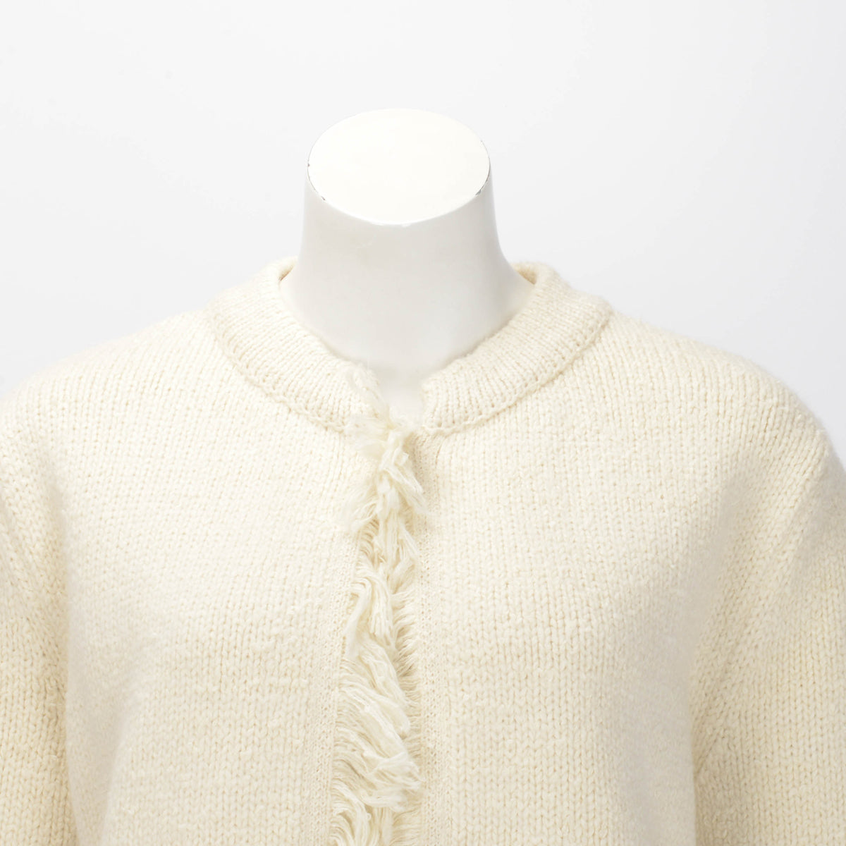 Dior Ecru Wool Dioresque Butterfly Frayed Edge Cardigan FR 40