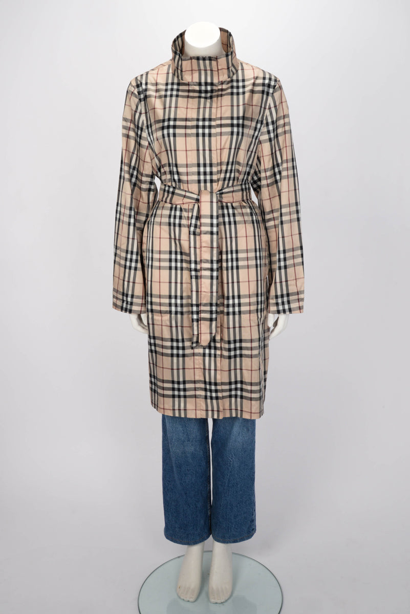 Burberry Vintage Beige Nova Check Nylon Rain Coat XL