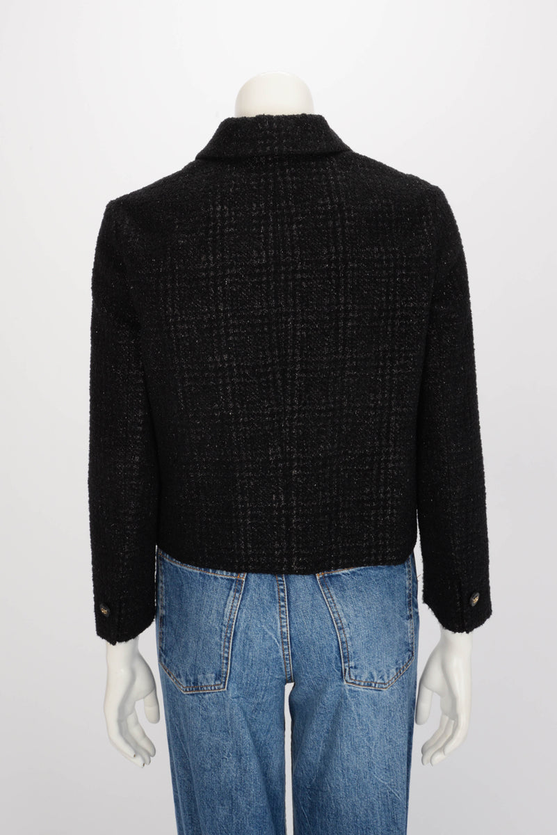Dior Black Lurex Tweed Cropped Jacket FR 40