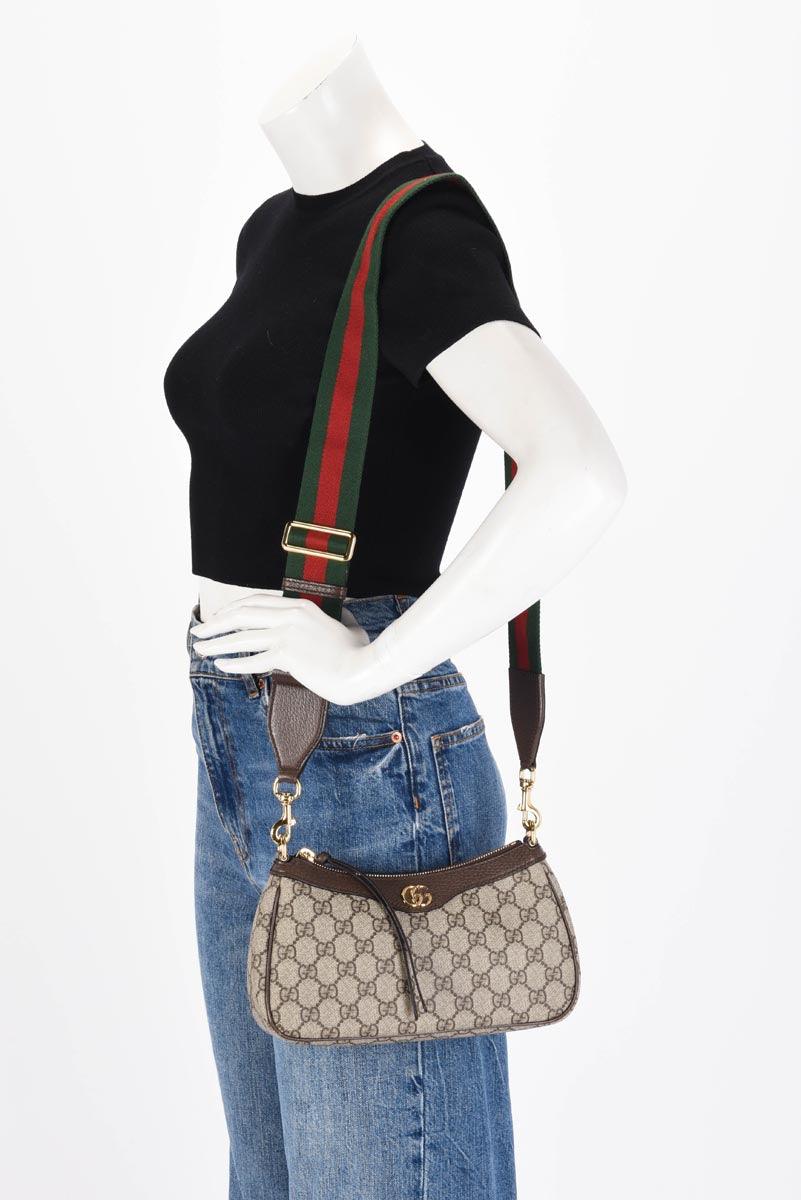Gucci Brown GG Supreme Ophidia Small Shoulder Bag