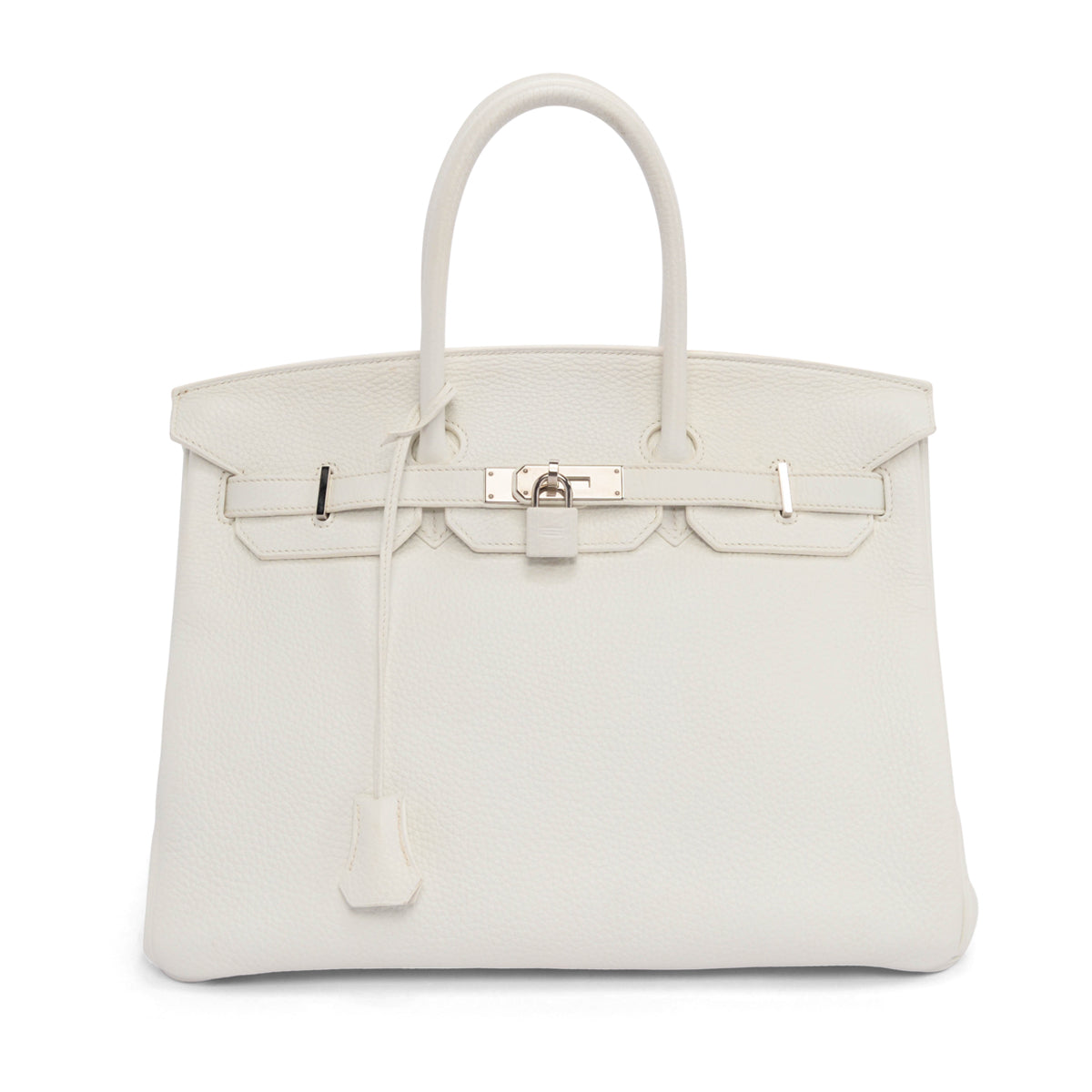 Hermes White Clemence Birkin 35 PHW