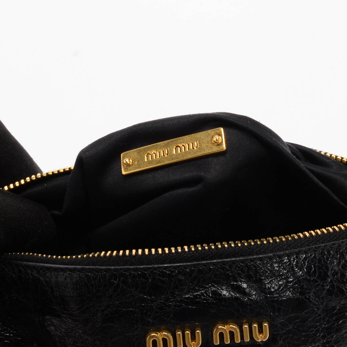 Miu Miu Black Vitello Lux Bow Mini Bag