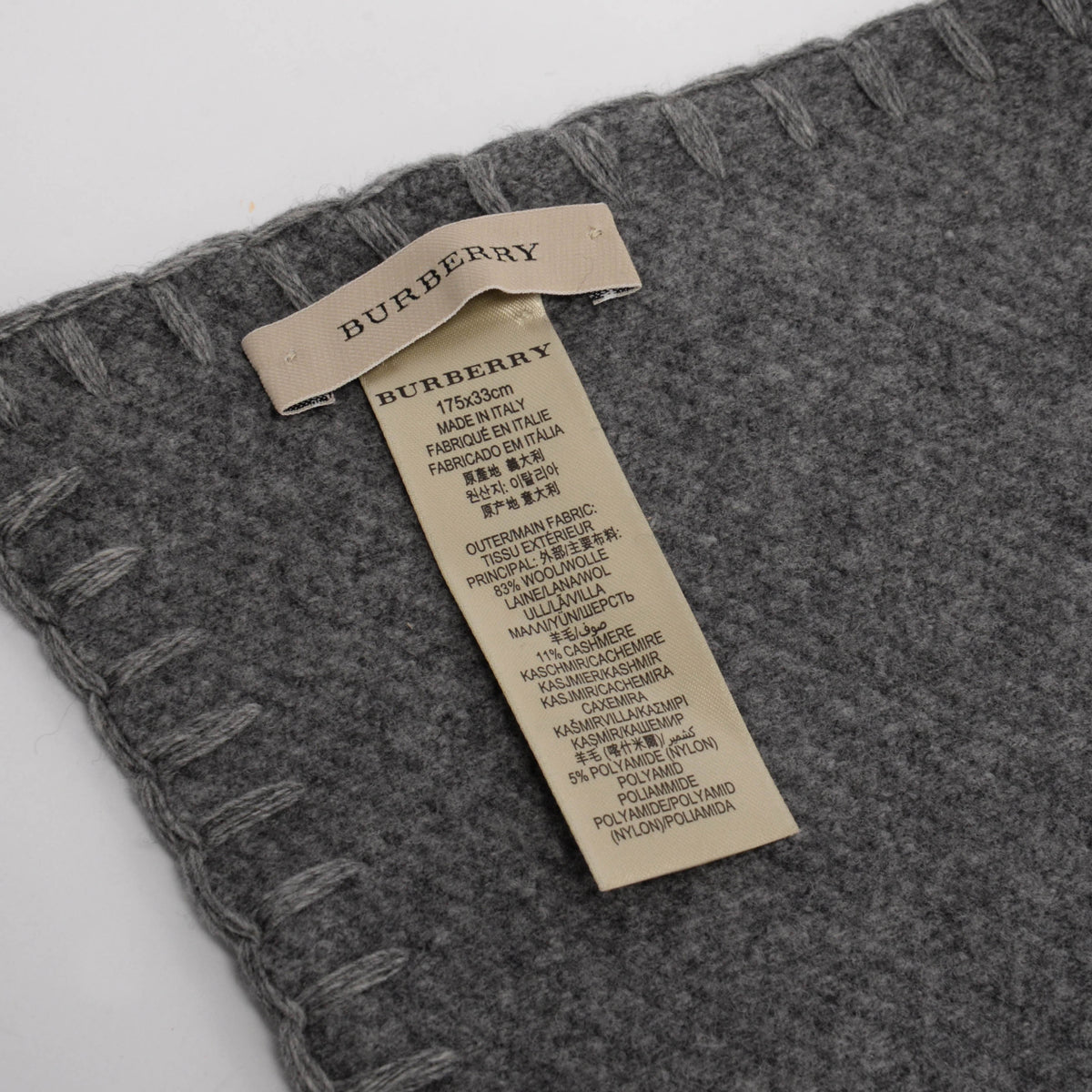Burberry Marl Grey Wool & Cashmere Felted Fringed Shawl