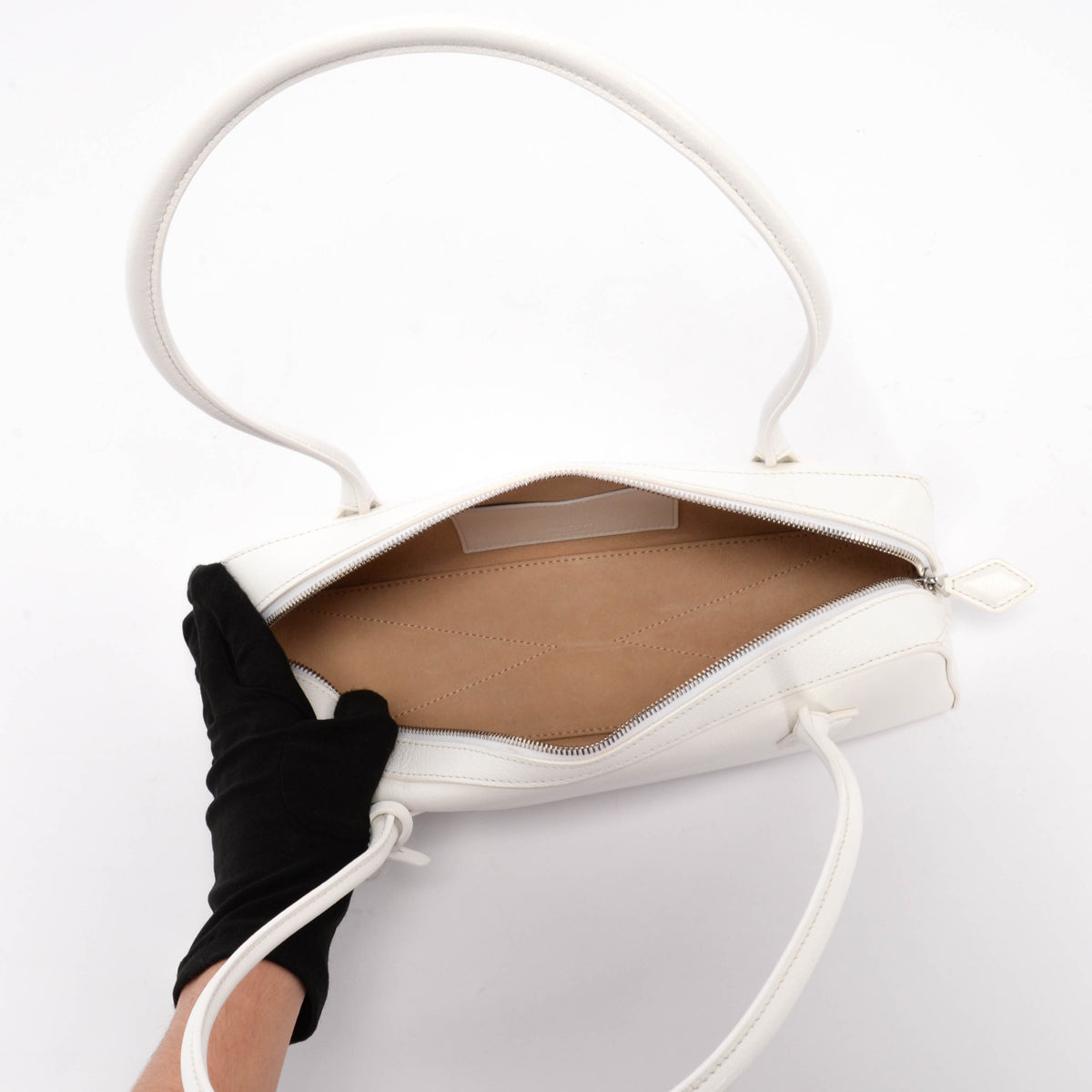 Alaia White Goatskin Le Teckel Medium Shoulder Bag