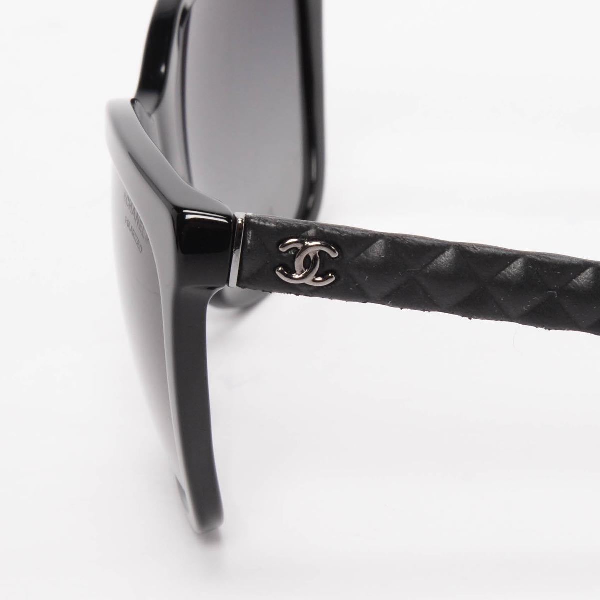Chanel Black Quilted Arm Butterfly Sunglasses