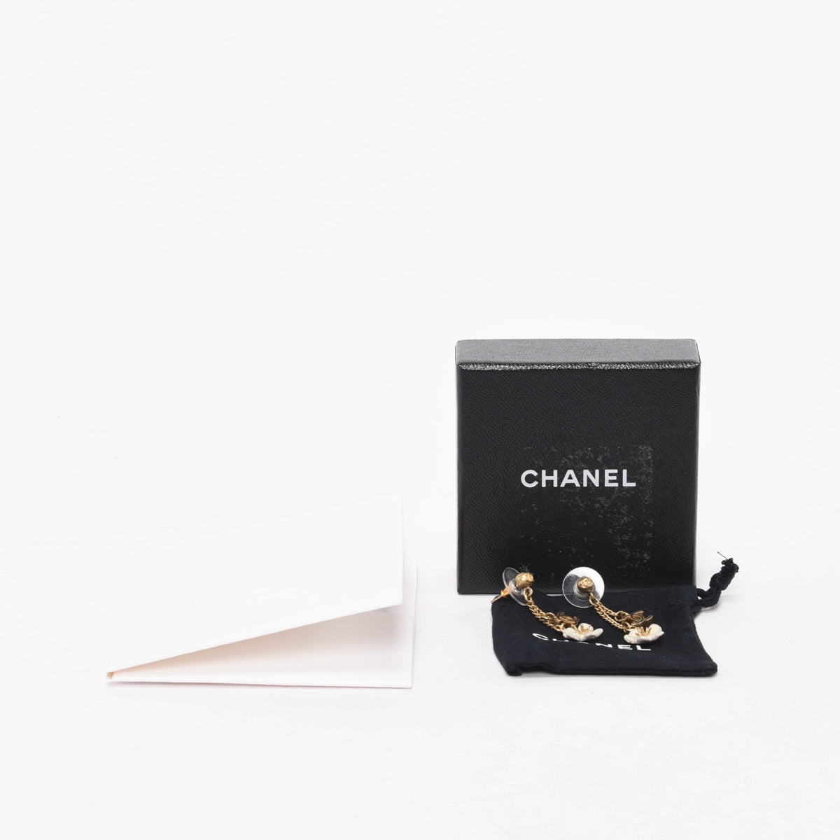 Chanel Light Gold Resin Flower CC Earrings