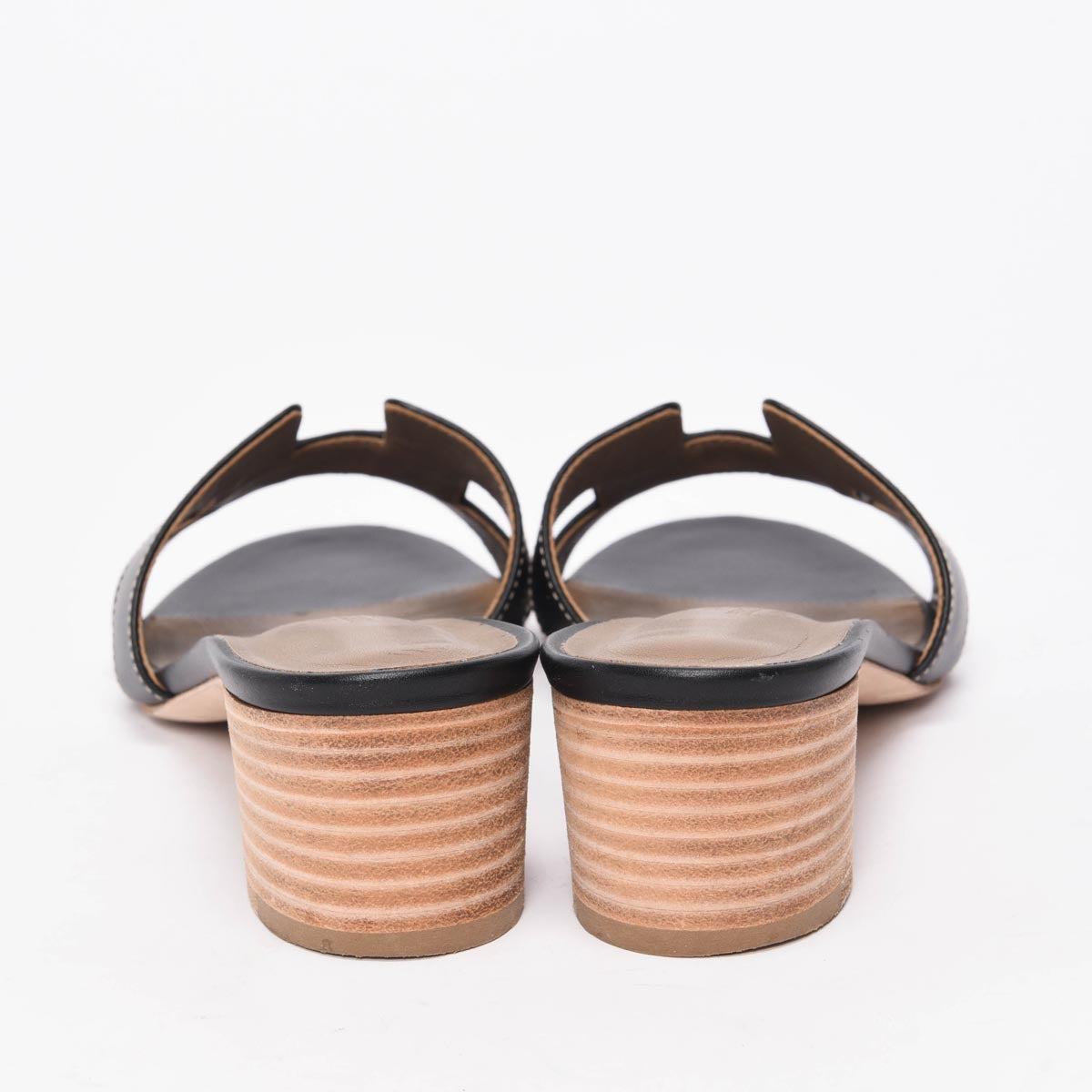 Hermes Black Calfskin Oasis Sandals 37