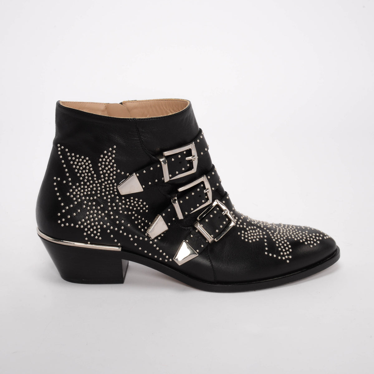 Chloe Black & Silver Studded Susanna Boots 39