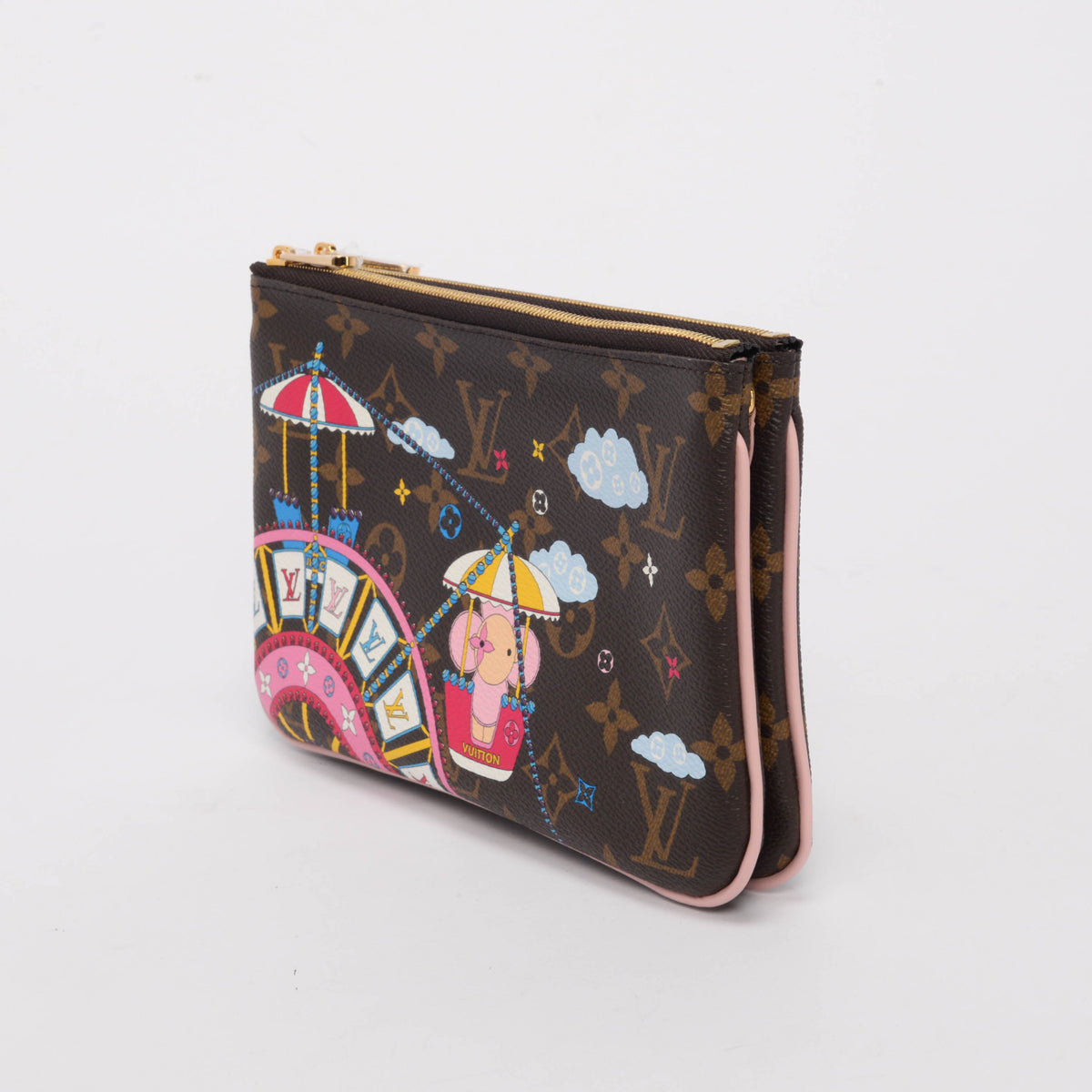Louis Vuitton Monogram Big Wheel Double Zip Pochette