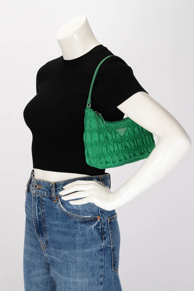Prada Green Nylon Gaufre Re-Edition 2000 Mini Bag