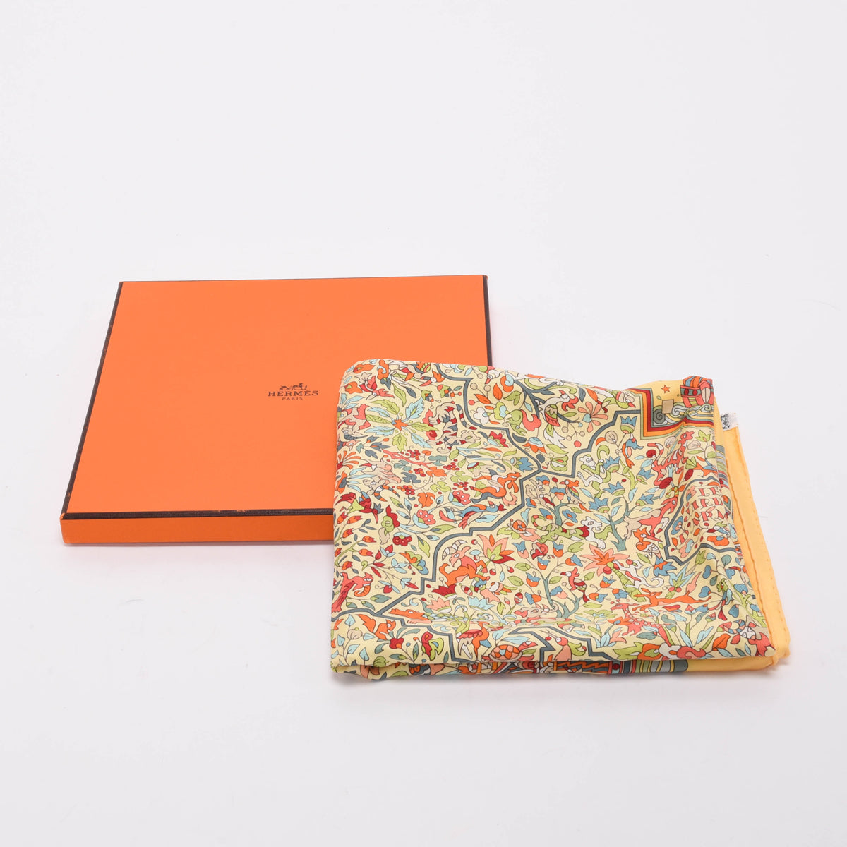 Hermes Yellow Silk Les Jardins D'Armenie Scarf