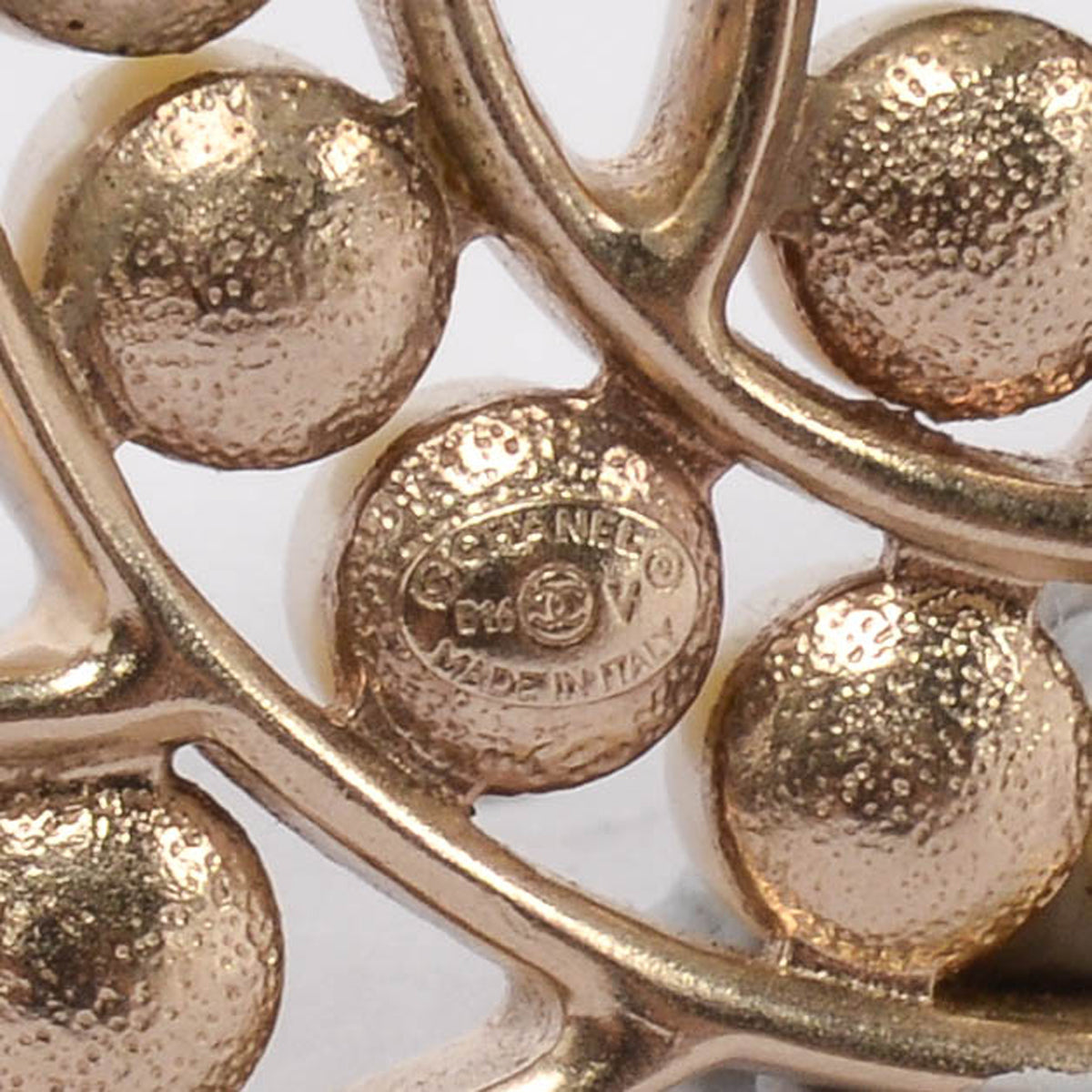 Chanel Light Gold Pearl CC Brooch