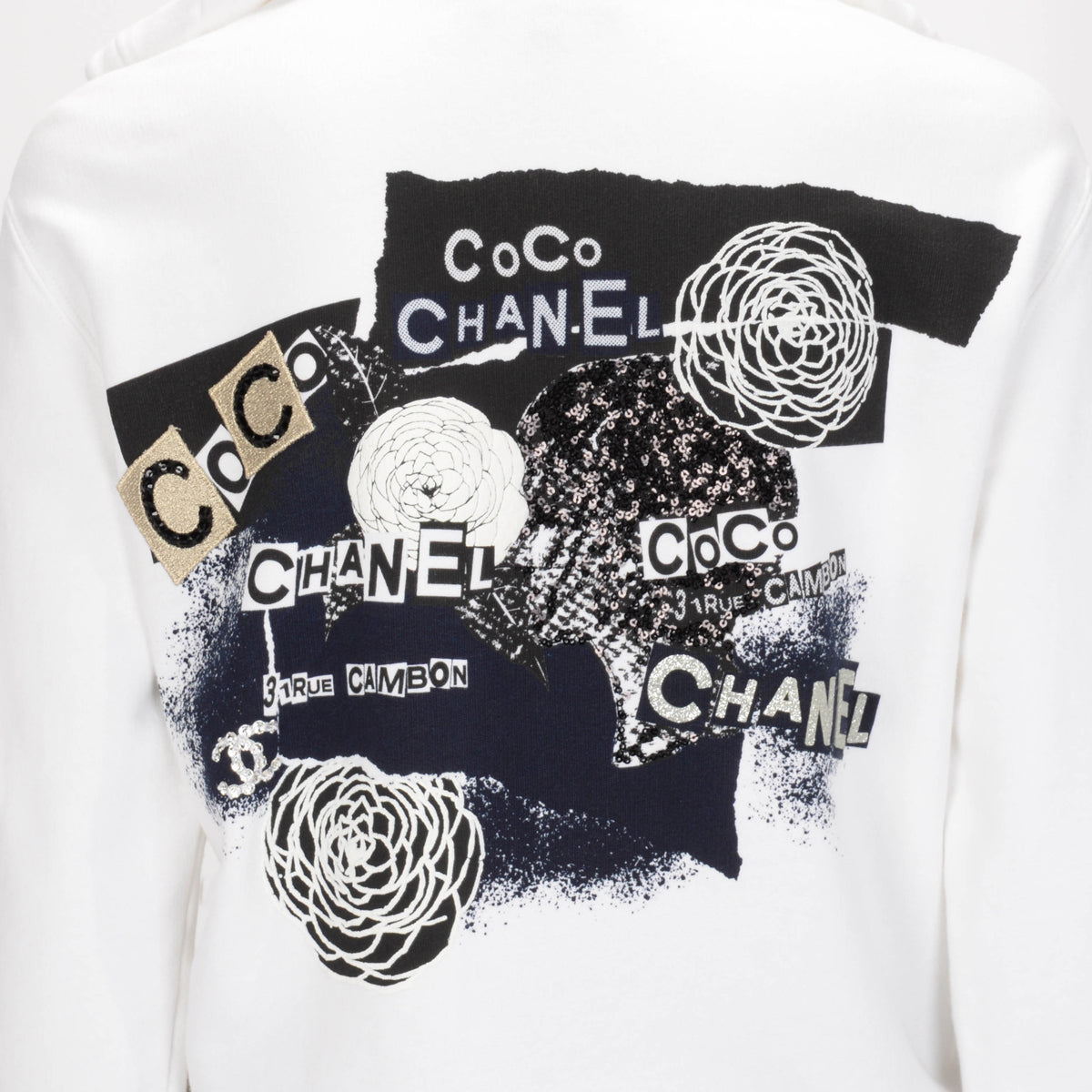 Chanel White Cotton Coco Graffiti Zip Hoodie XS