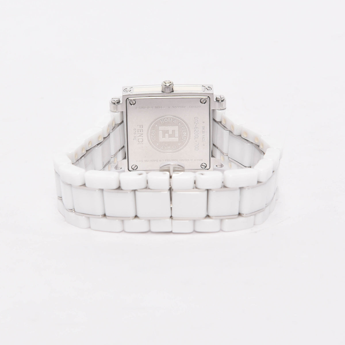 Fendi White Ceramic & Stainless Steel Square Watch