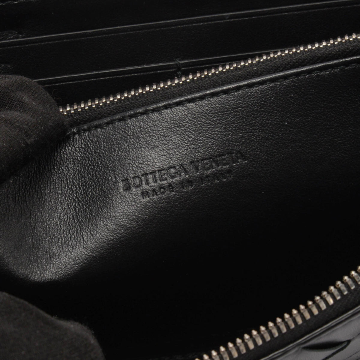 Bottega Veneta Black Intrecciato Zip Around Wallet