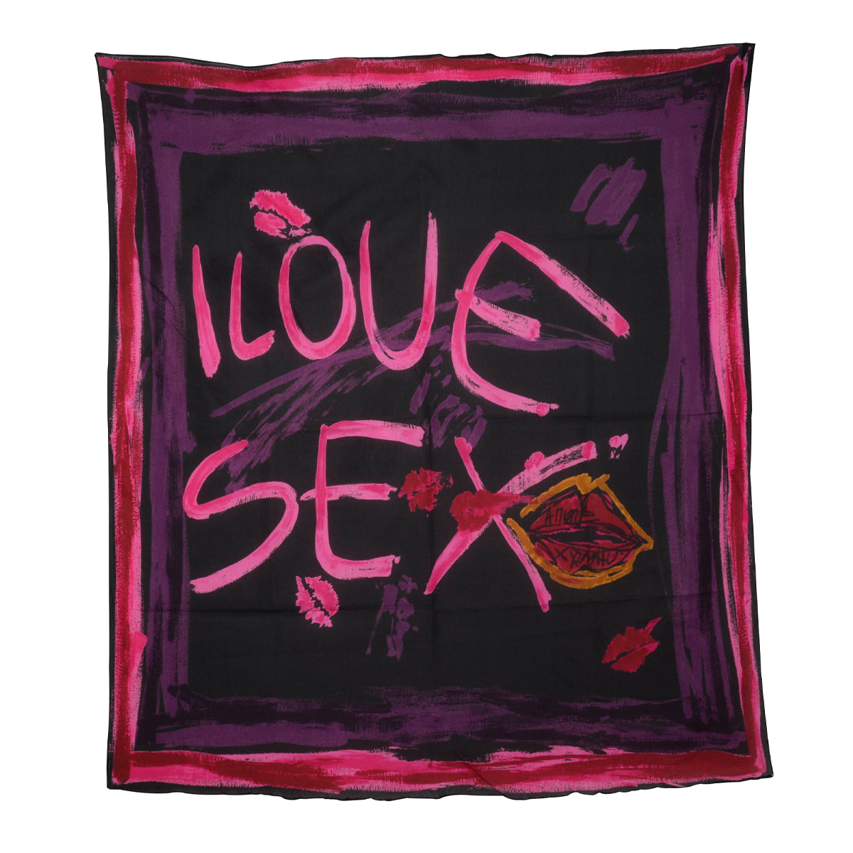 Dolce & Gabbana Purple Silk I Love Sex Scarf