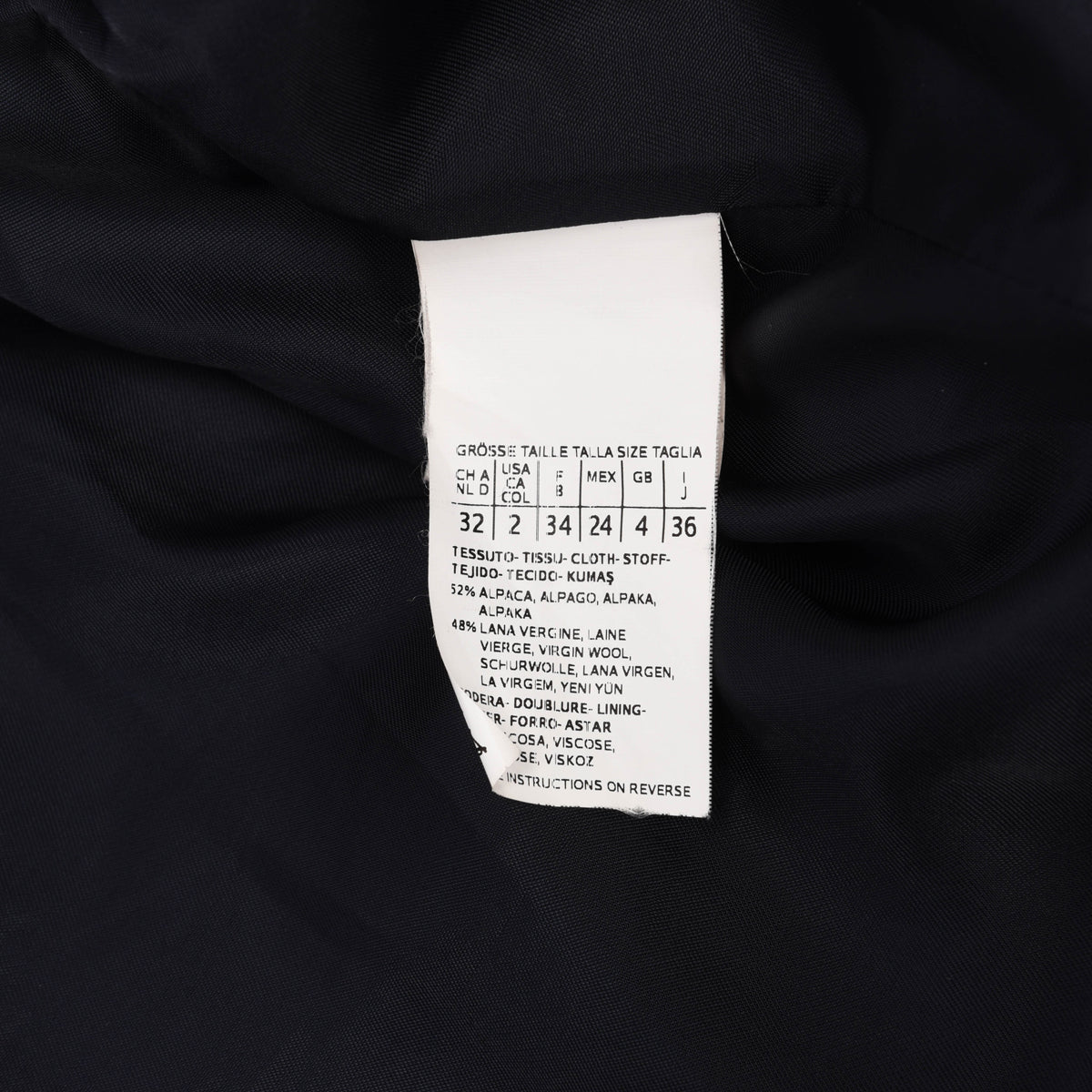 Max Mara Navy Alpaca Blend Wide Collar Coat IT 36