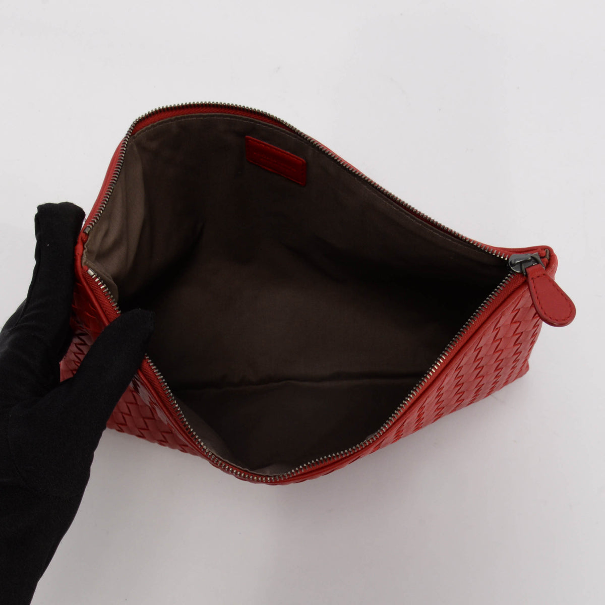 Bottega Veneta Red Intrecciato Zip Pouch