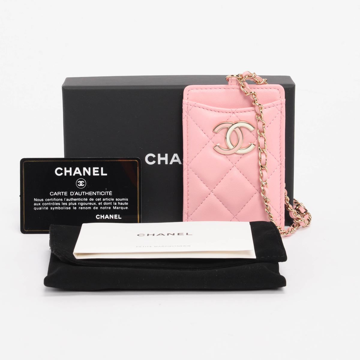 Chanel Pink Lambskin CC Chain Card Holder