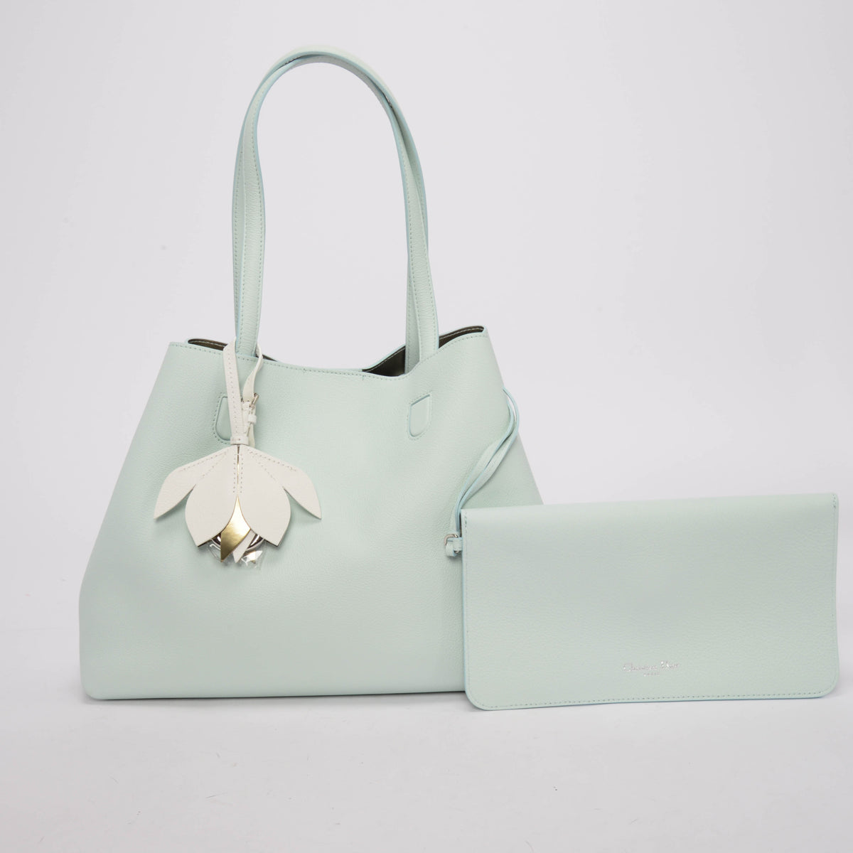Dior Mint Green Grained Calfskin Bucket Tote