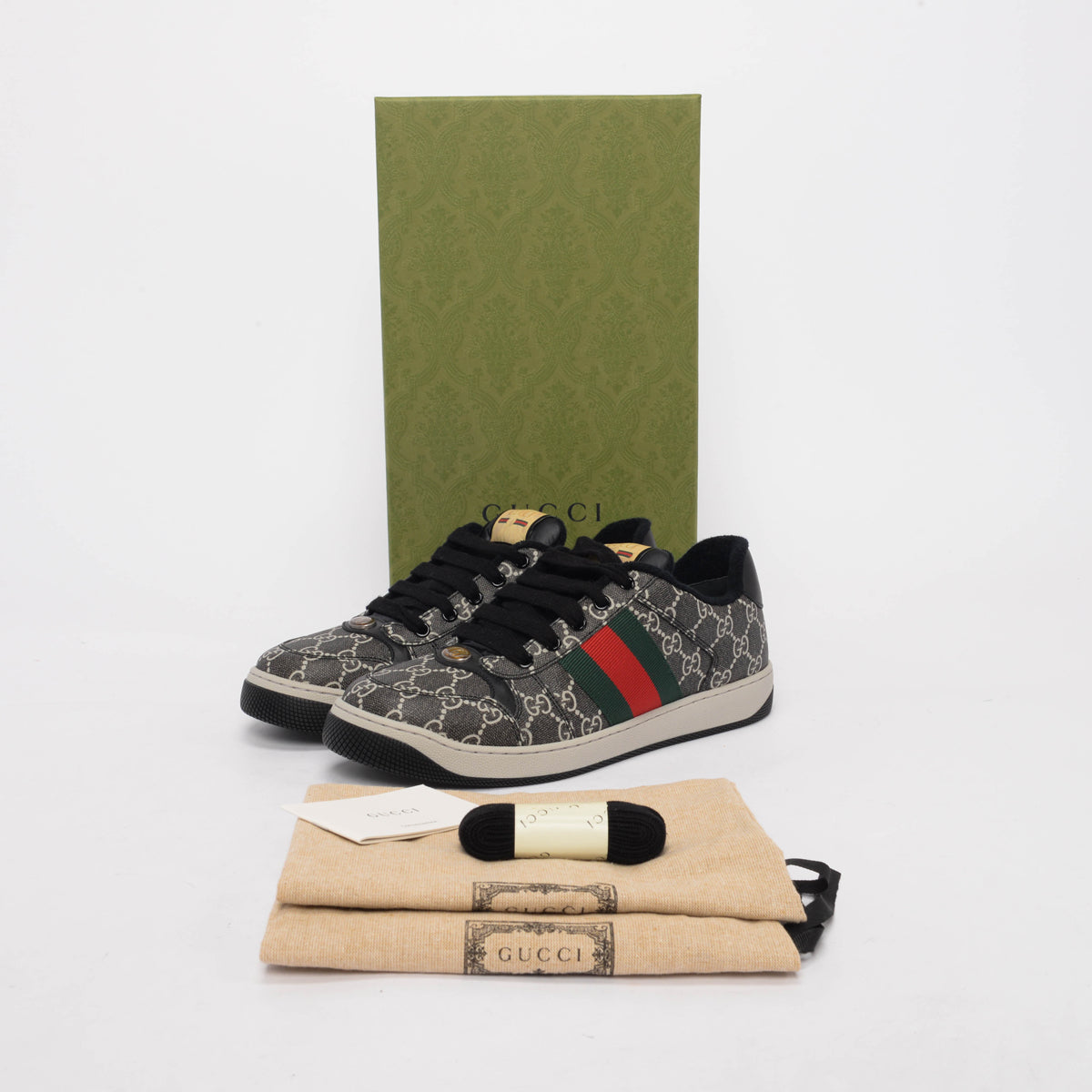 Gucci Black GG Supreme Screener Sneakers 41.5