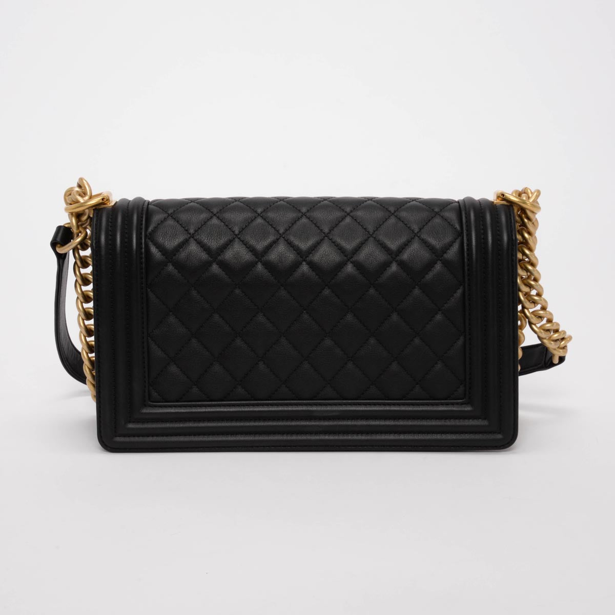 Chanel Black Quilted Lambskin Old Medium Boy Bag