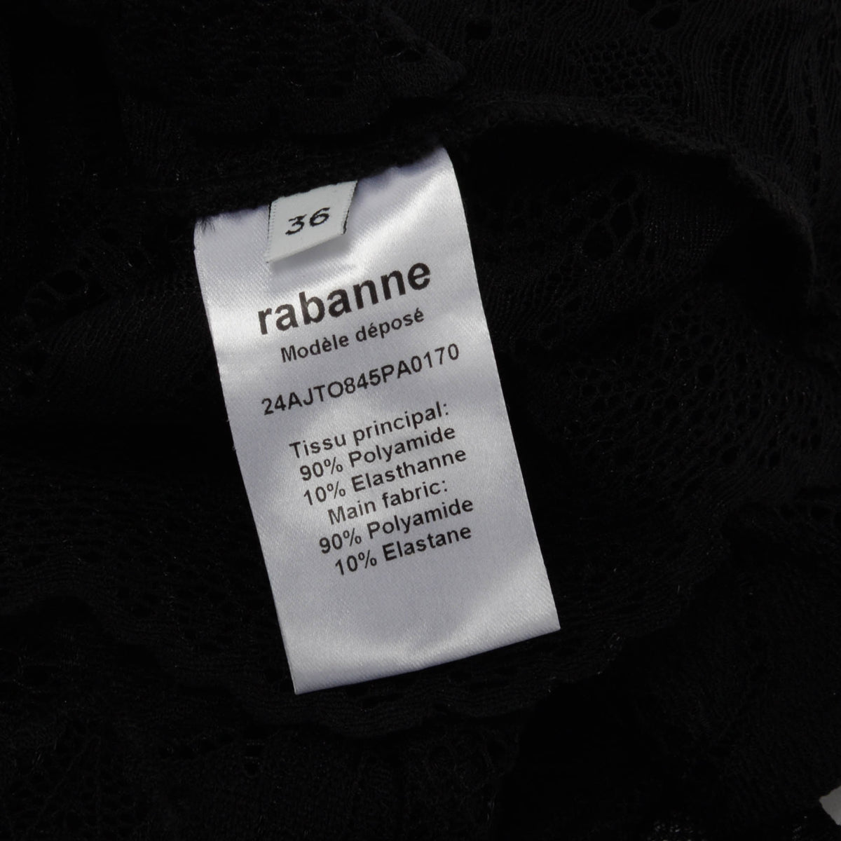 Rabanne Black Lace Crop Top FR 36