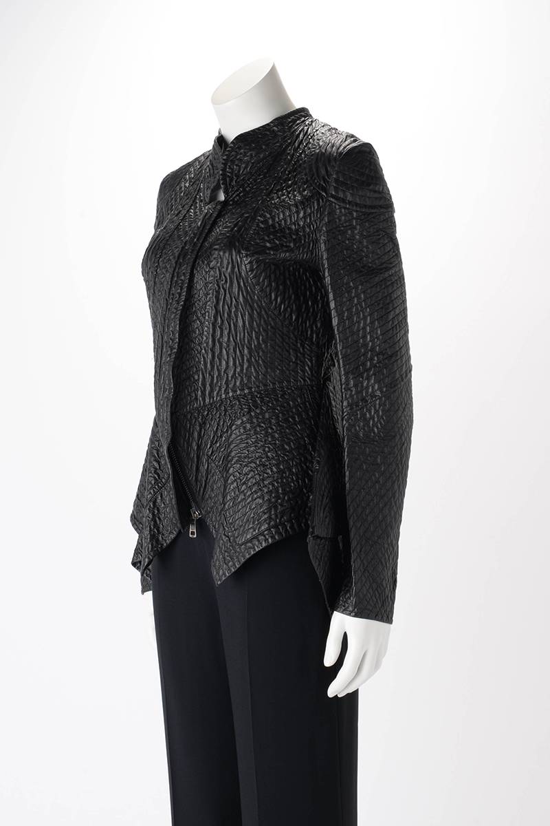 Celine Black Lambskin Quilted Peplum Jacket FR 44