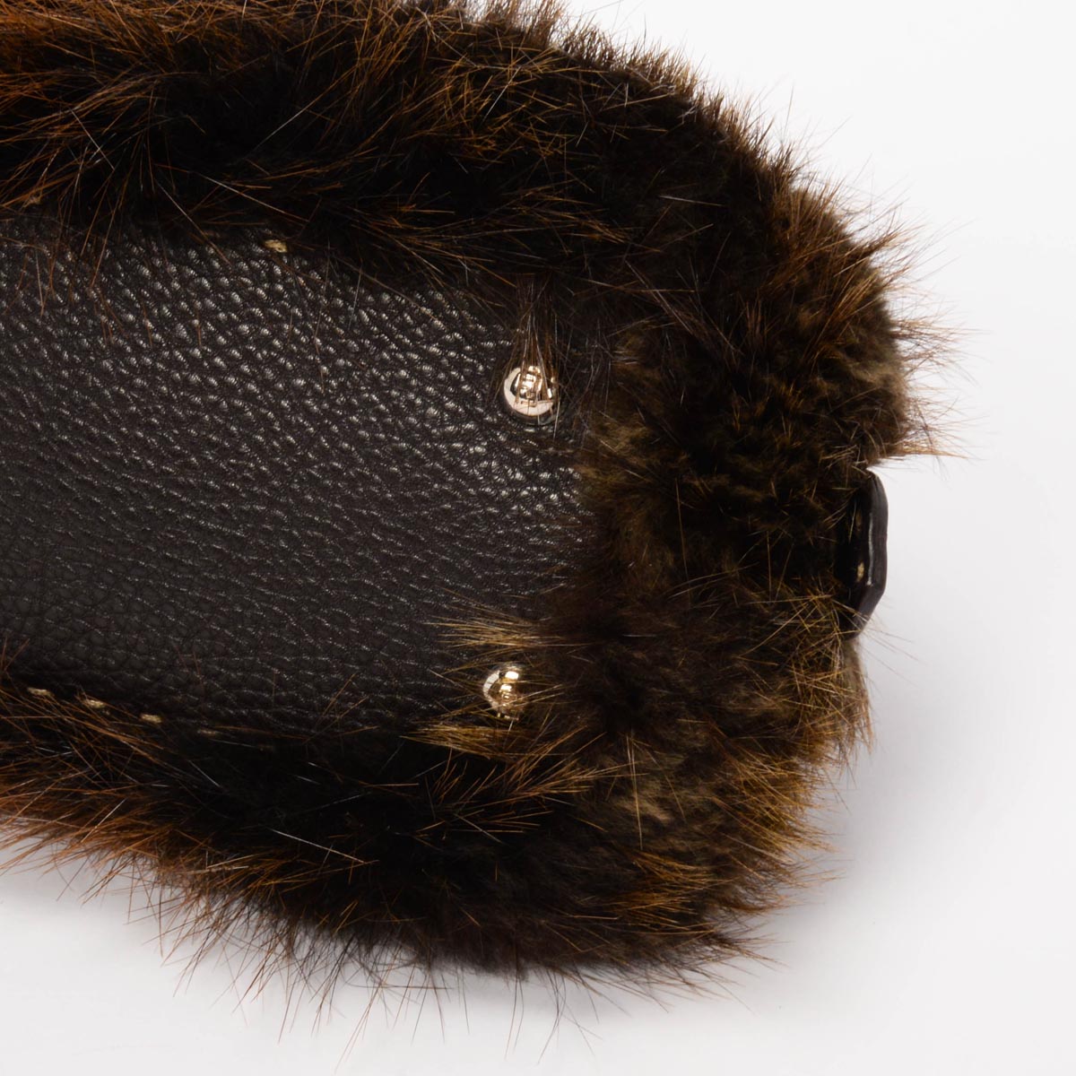 Fendi Brown Fur Selleria Adele 1328 Bag