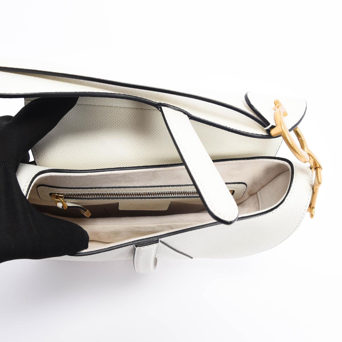 Dior Latte Grained Calfskin Saddle Bag