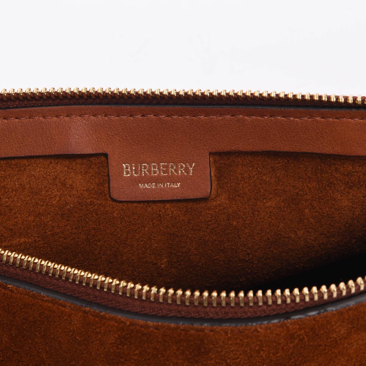Burberry Tobacco Suede Shield Sling Bag