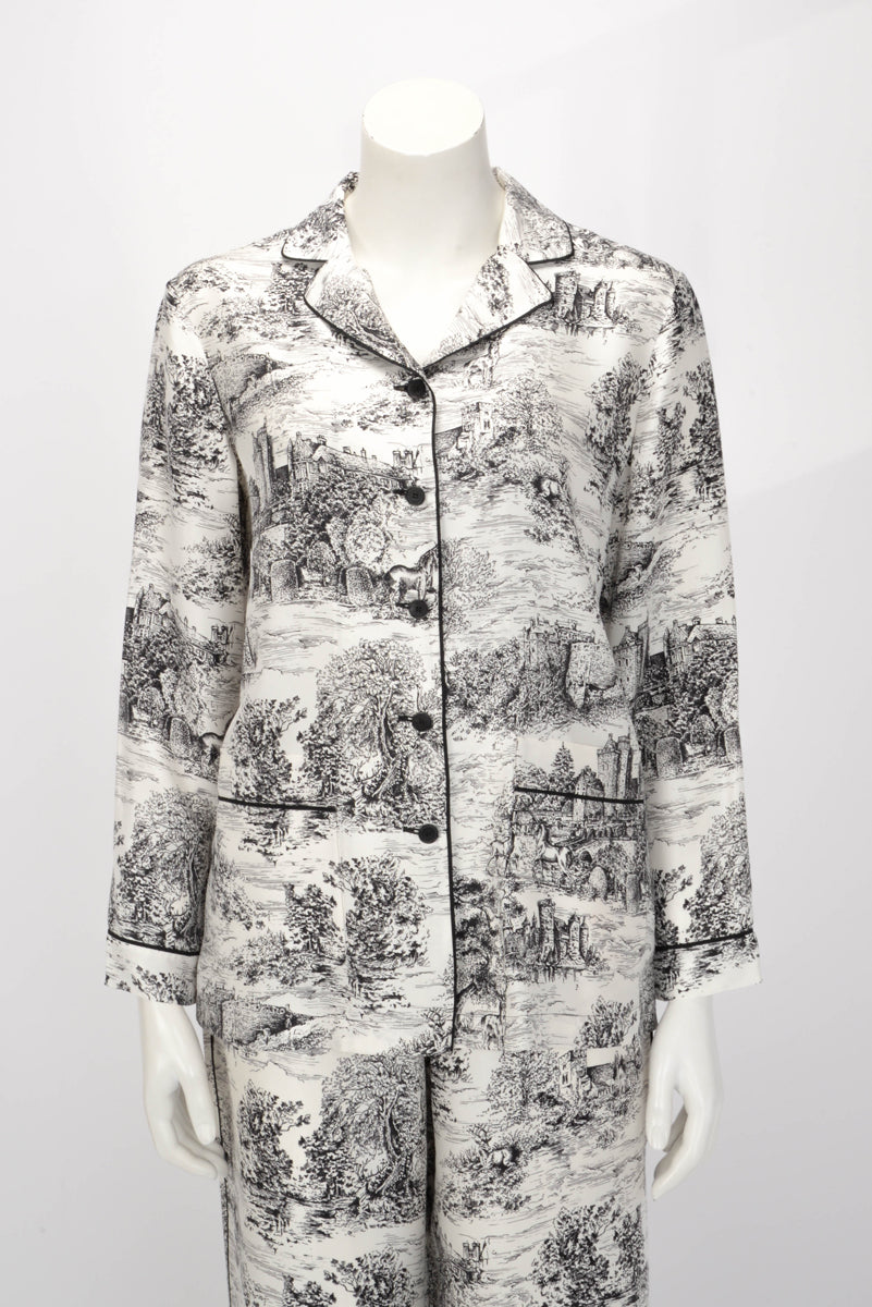 Dior White & Black Silk Toile de Jouy Chez Moi Set FR 36