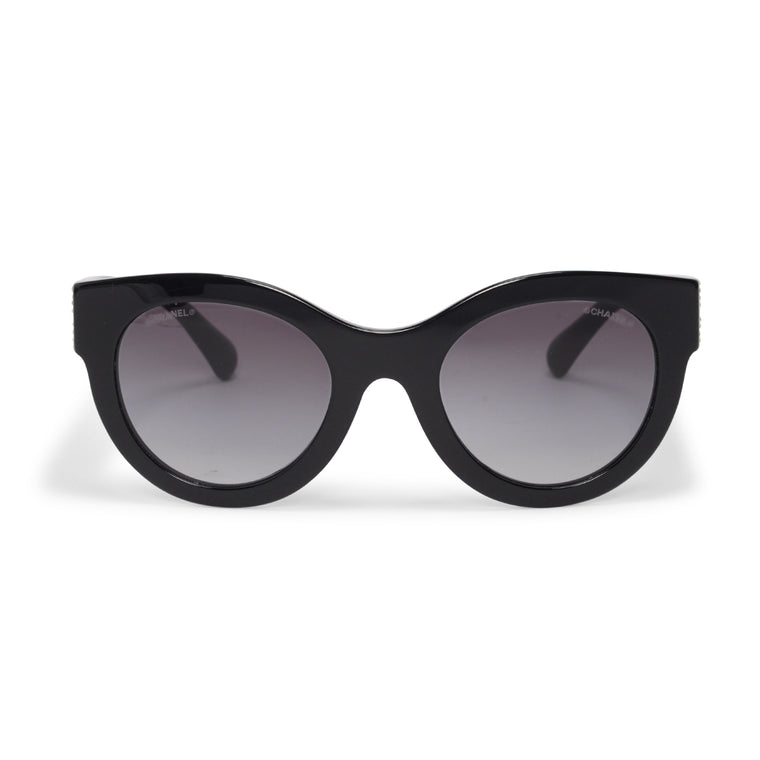 Chanel Black Diamonte Quilted Arm Sunglasses