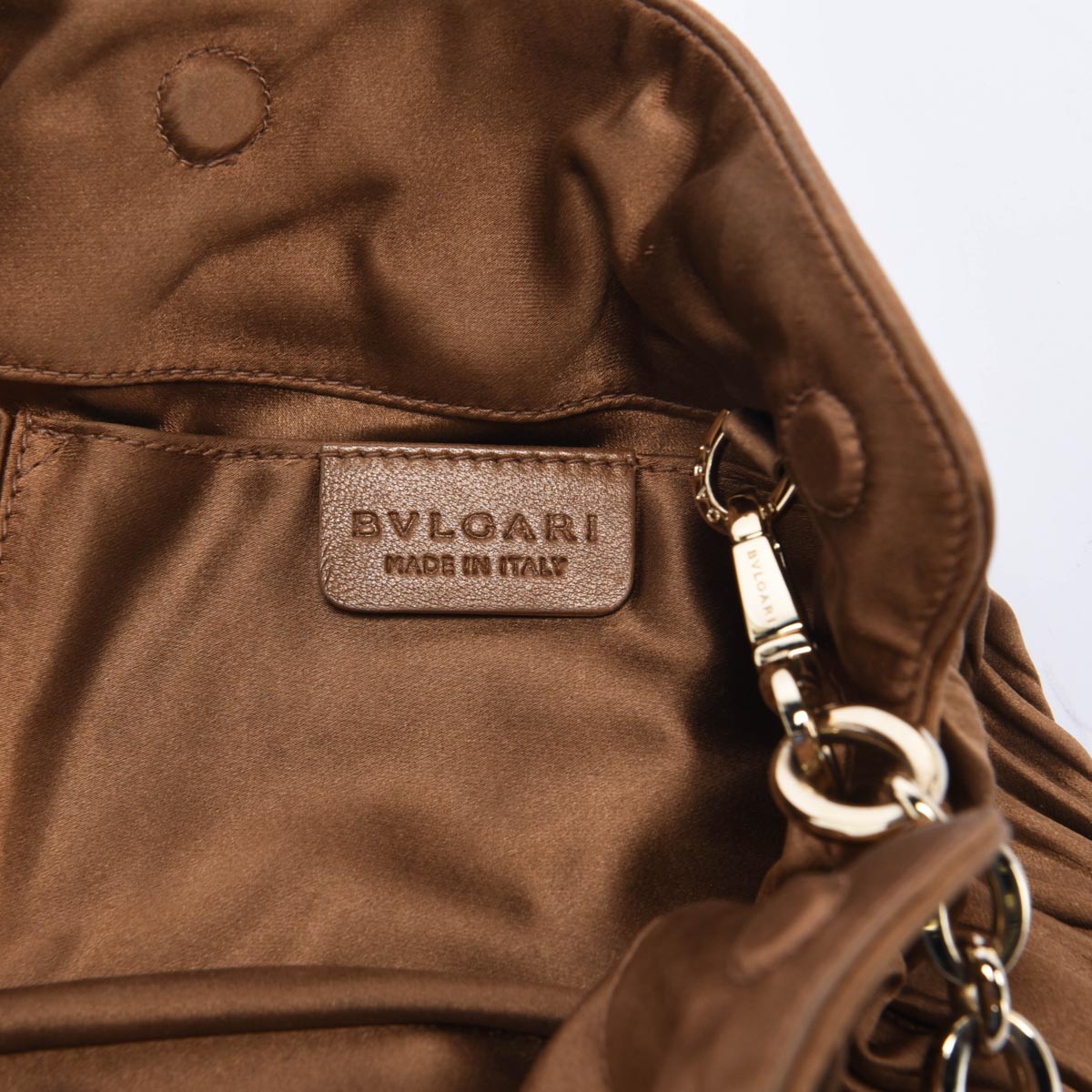 Bulgari Bronze Satin Plisse Clutch