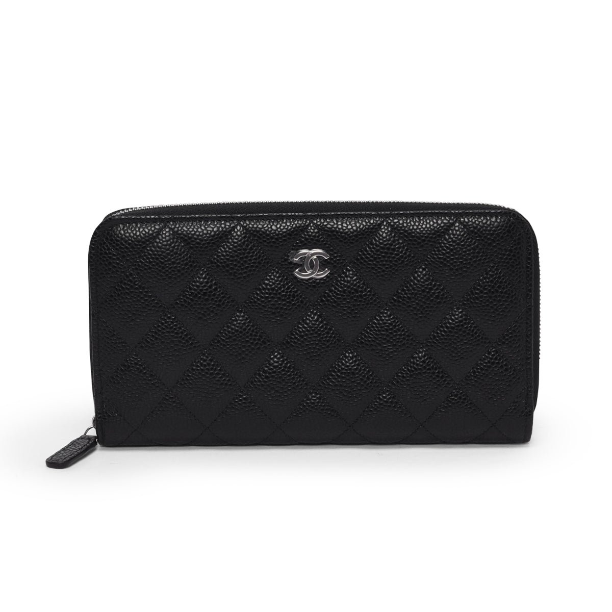 Chanel Black Quilted Caviar Long Zipped Wallet