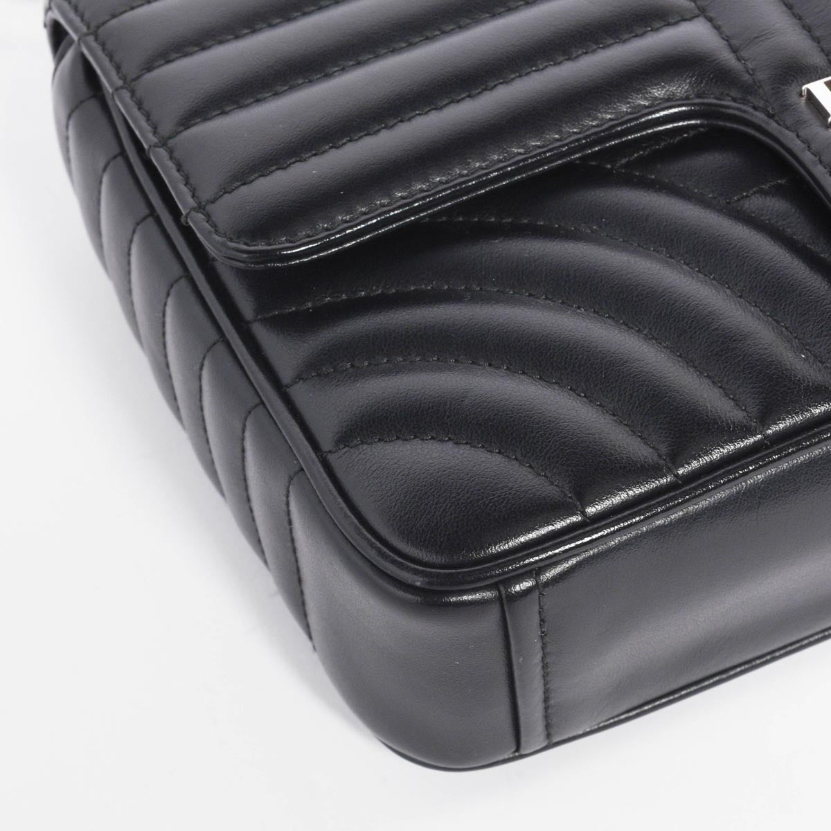 Prada Black Soft Calfskin Impunture Diagramme Medium Bag
