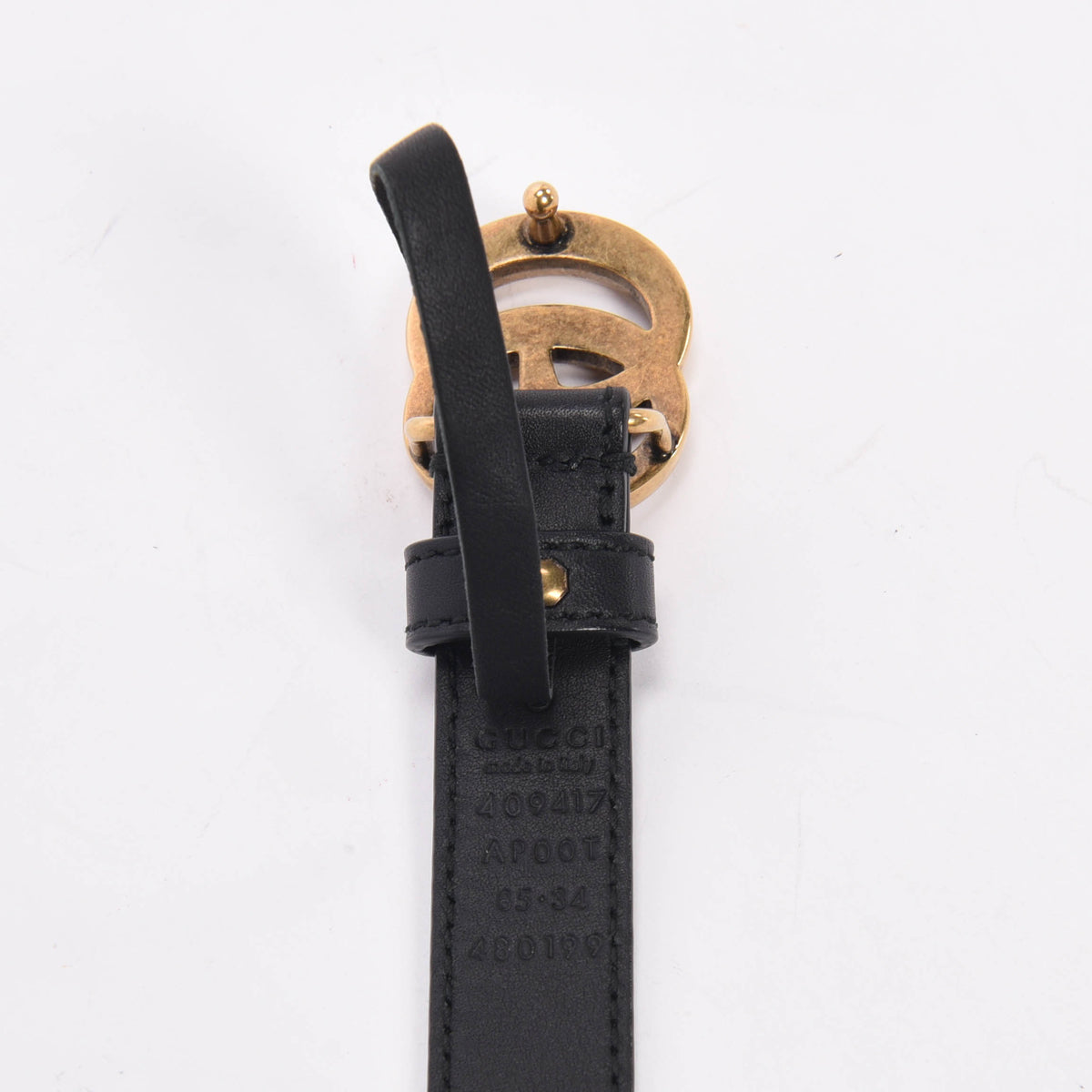 Gucci Black Smooth Leather GG Marmont Thin Belt